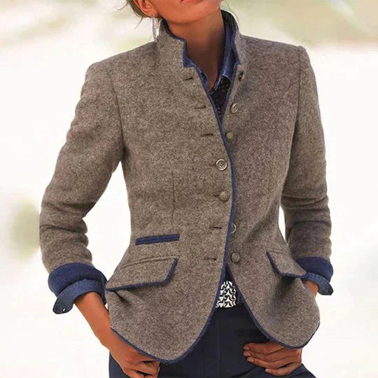 LP | Elegante giacca da abito sartoriale con collo alto