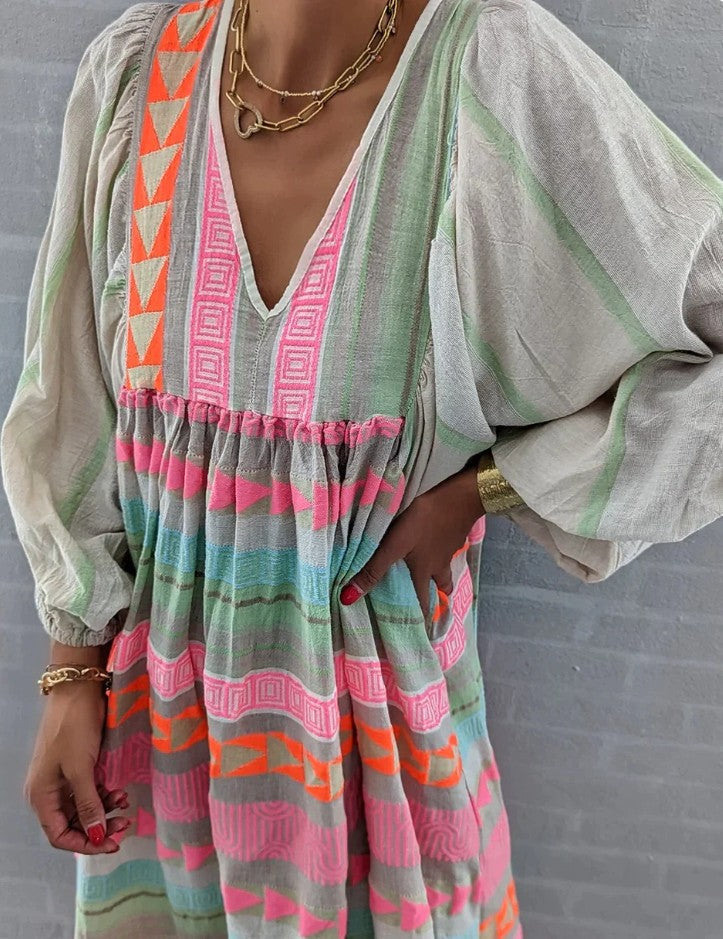 LP | Maxi abito a maniche lunghe con scollo a V