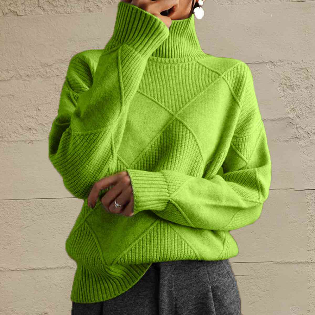 LP | Maglione chic a collo alto in maglia geometrica