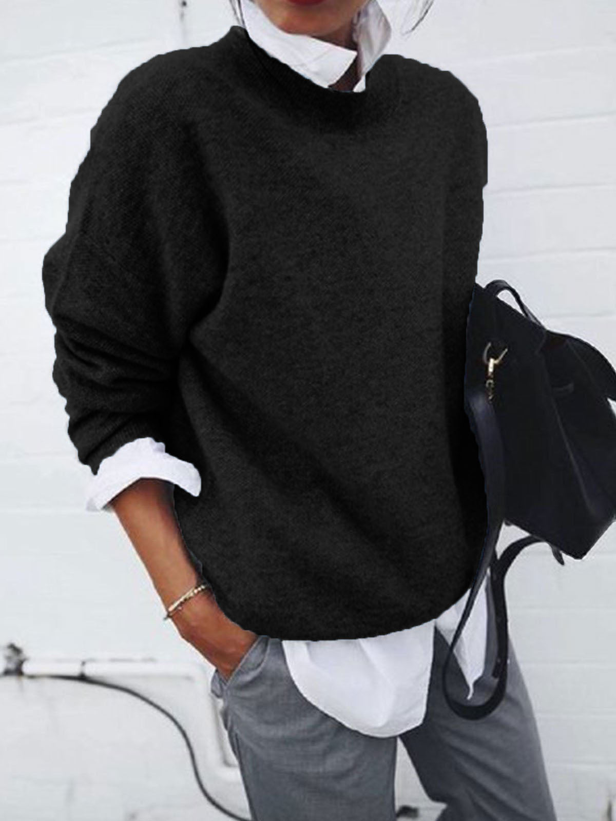 LP | Maglia casual con scollo rotondo
