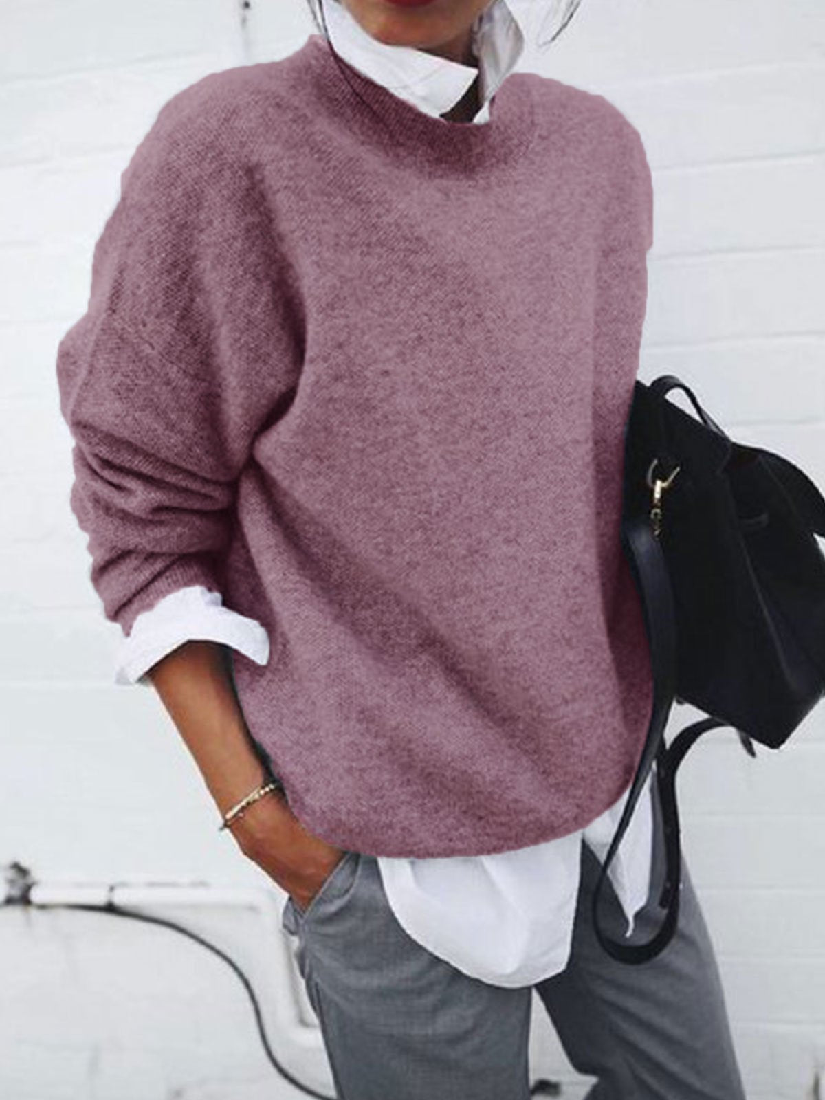 LP | Maglia casual con scollo rotondo