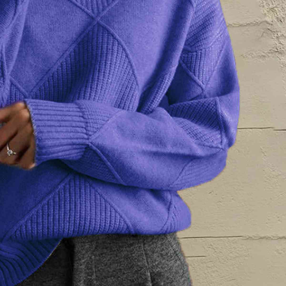 LP | Maglione chic a collo alto in maglia geometrica