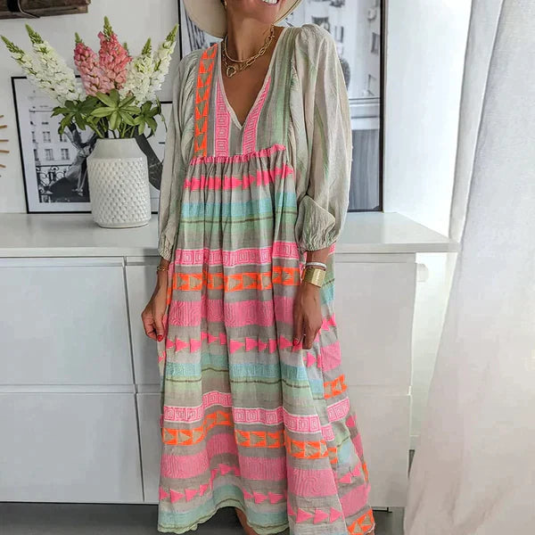 LP | Maxi abito a maniche lunghe con scollo a V
