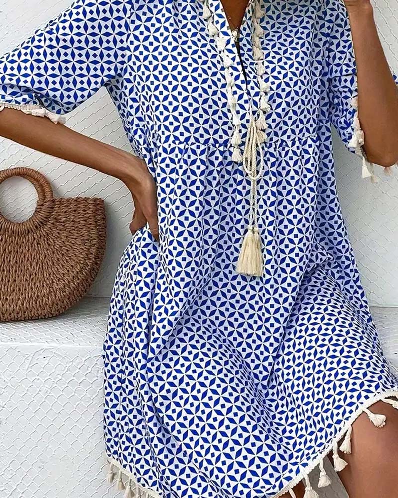LP | Tania - Mini abito a maniche corte blu groovy