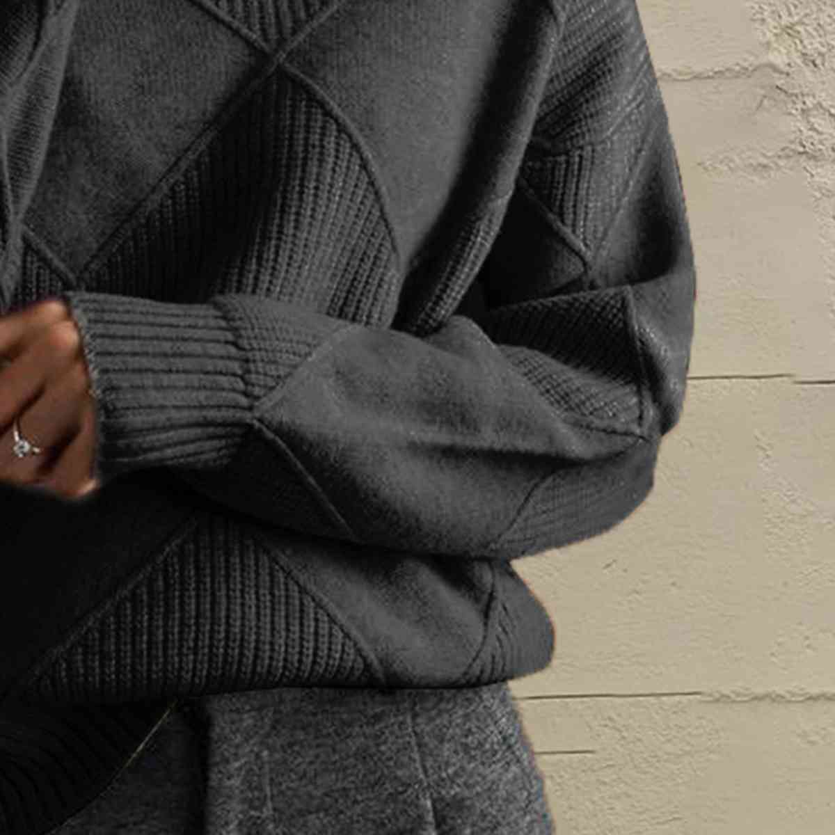 LP | Maglione chic a collo alto in maglia geometrica