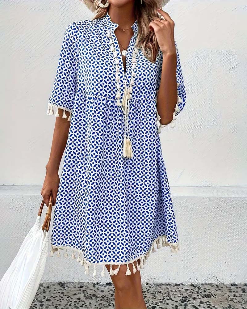 LP | Tania - Mini abito a maniche corte blu groovy