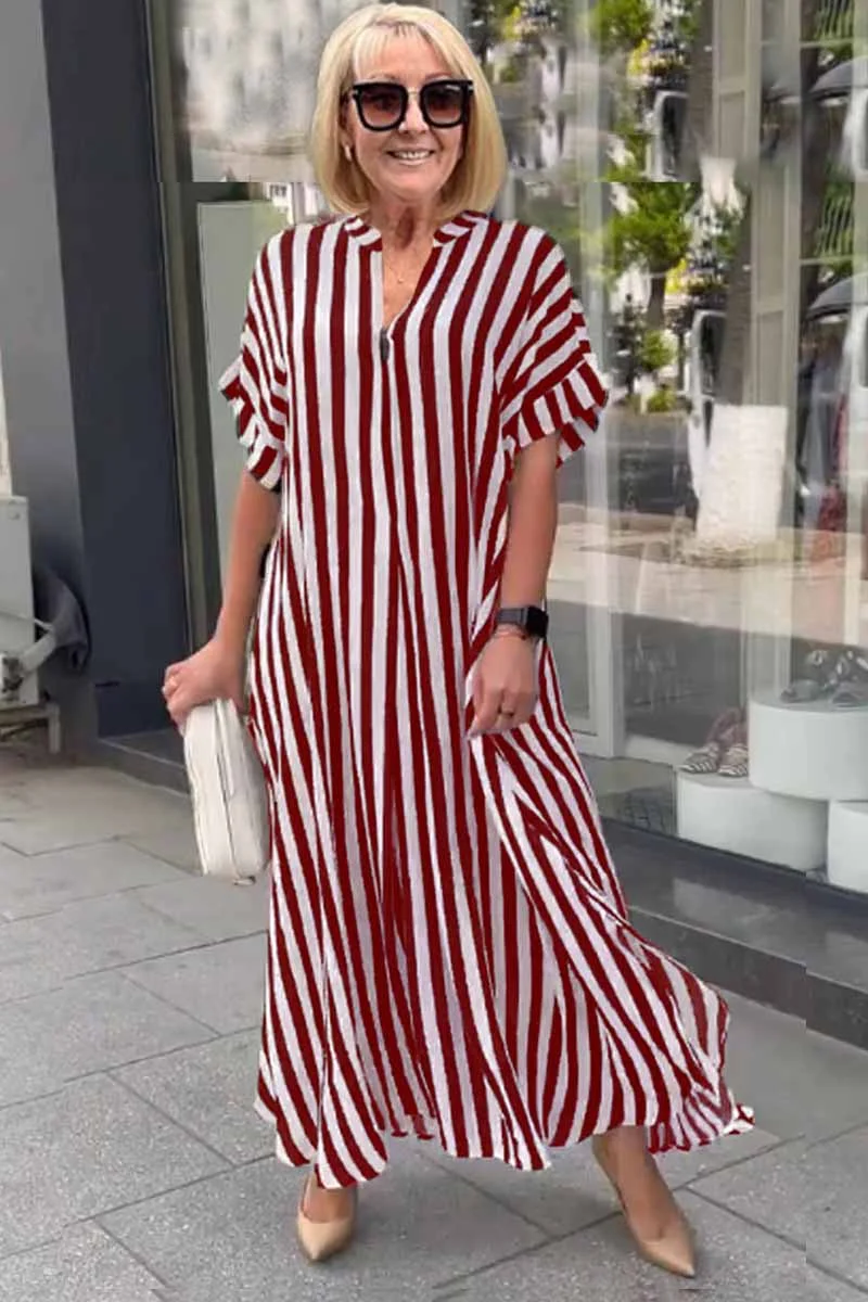 LP | Selena abito boho da donna con maniche corte e cardigan a righe con spacco