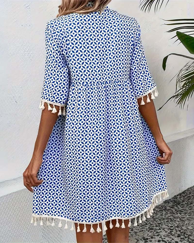 LP | Tania - Mini abito a maniche corte blu groovy