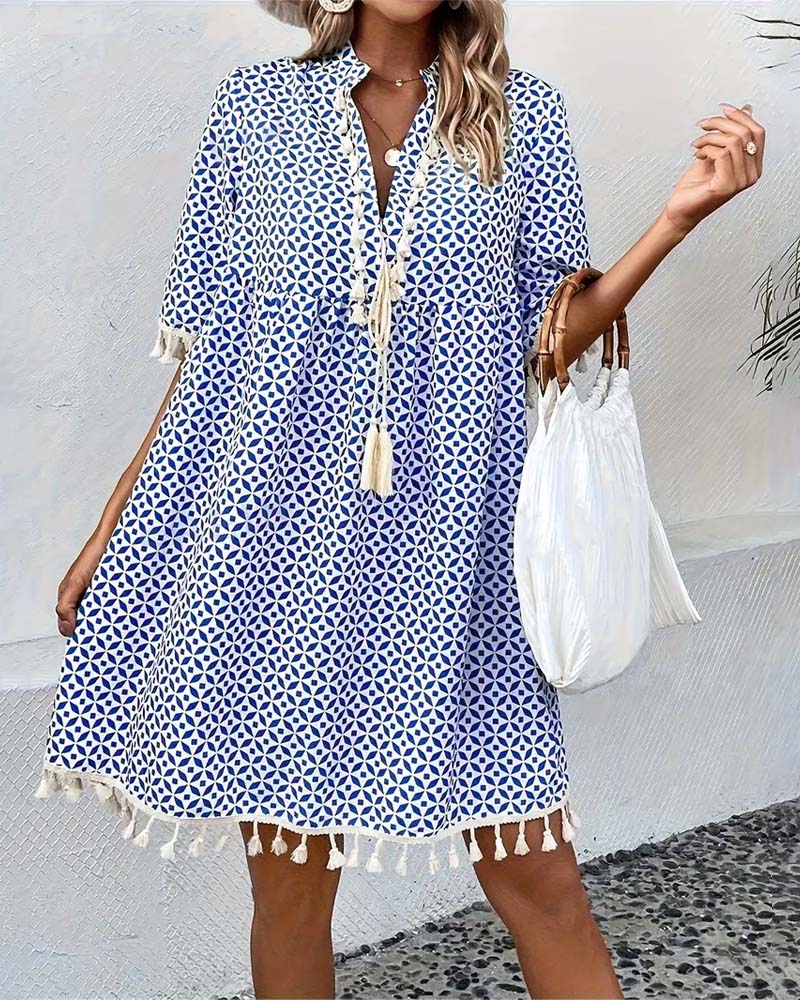 LP | Tania - Mini abito a maniche corte blu groovy