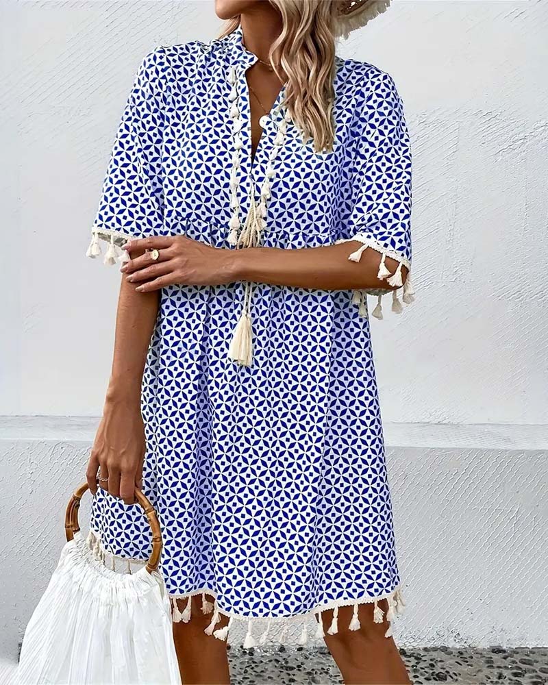 LP | Tania - Mini abito a maniche corte blu groovy