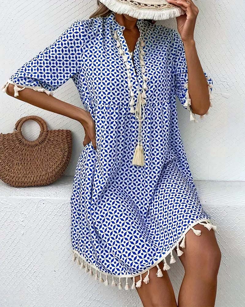 LP | Tania - Mini abito a maniche corte blu groovy