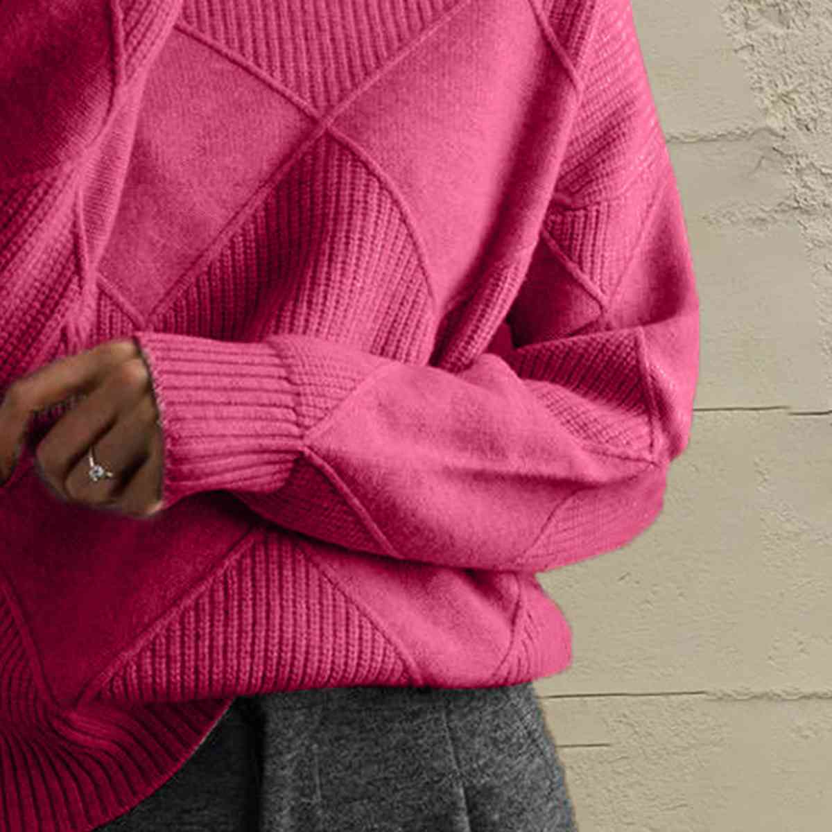 LP | Maglione chic a collo alto in maglia geometrica