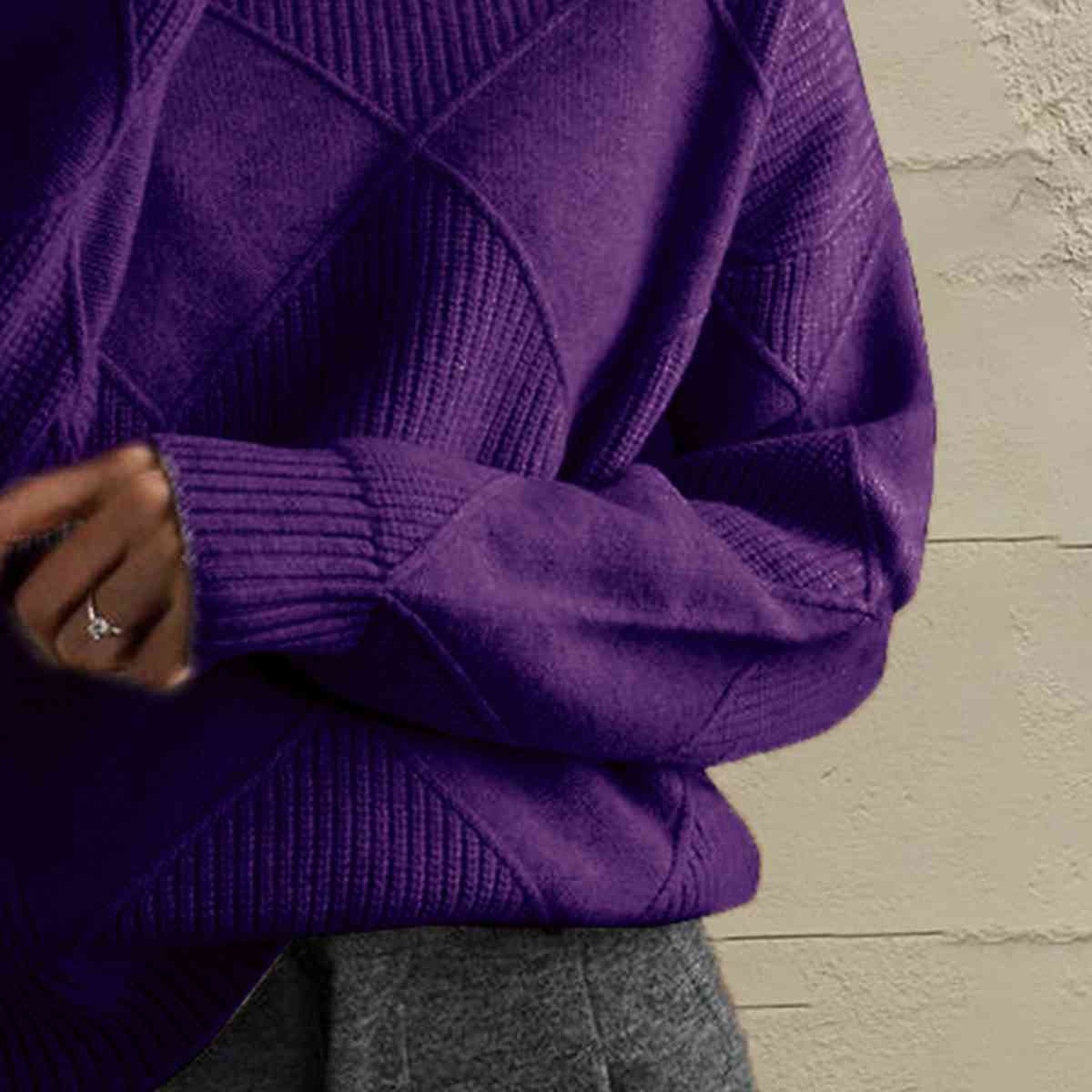 LP | Maglione chic a collo alto in maglia geometrica