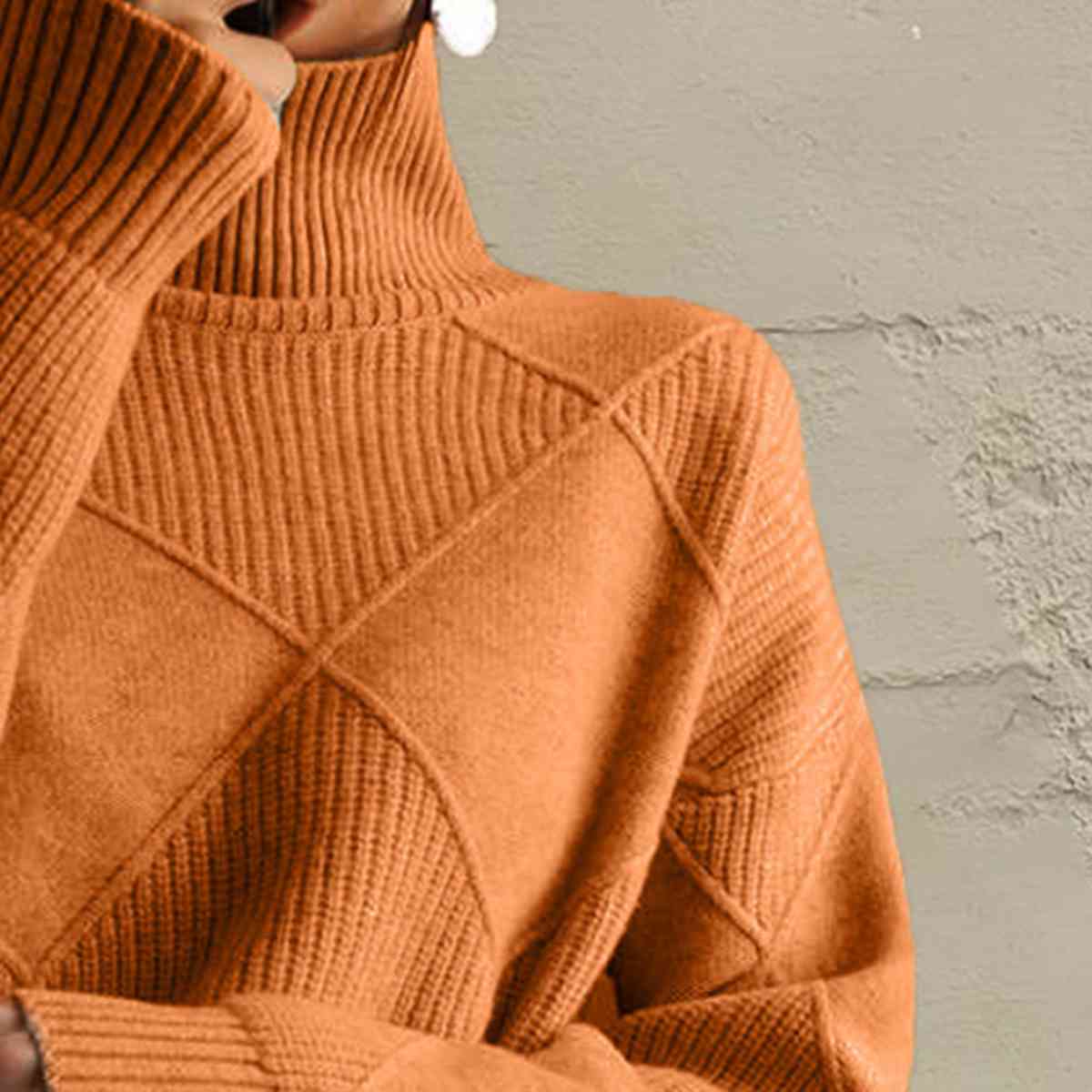 LP | Maglione chic a collo alto in maglia geometrica