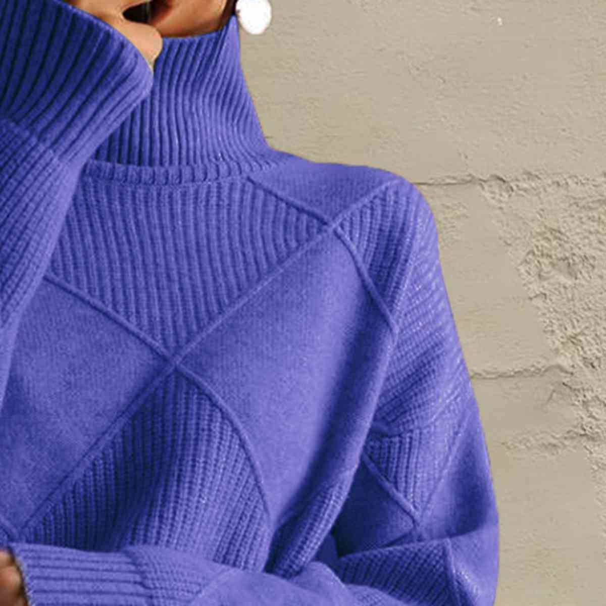 LP | Maglione chic a collo alto in maglia geometrica