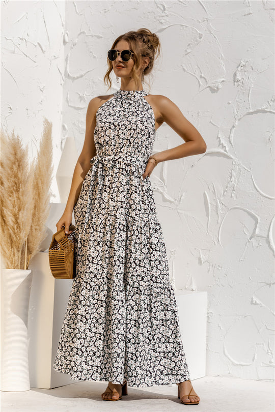 LP | Maxi abito con cintura e motivo a pois colorati