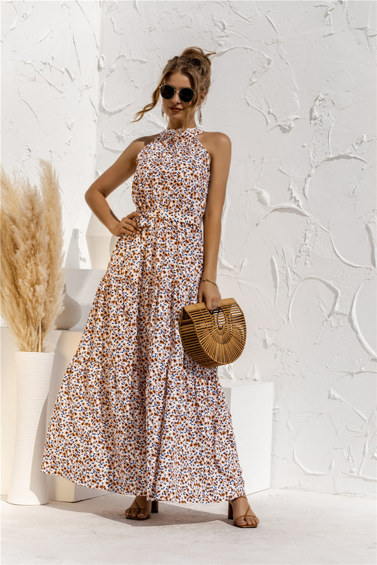 LP | Maxi abito con cintura e motivo a pois colorati