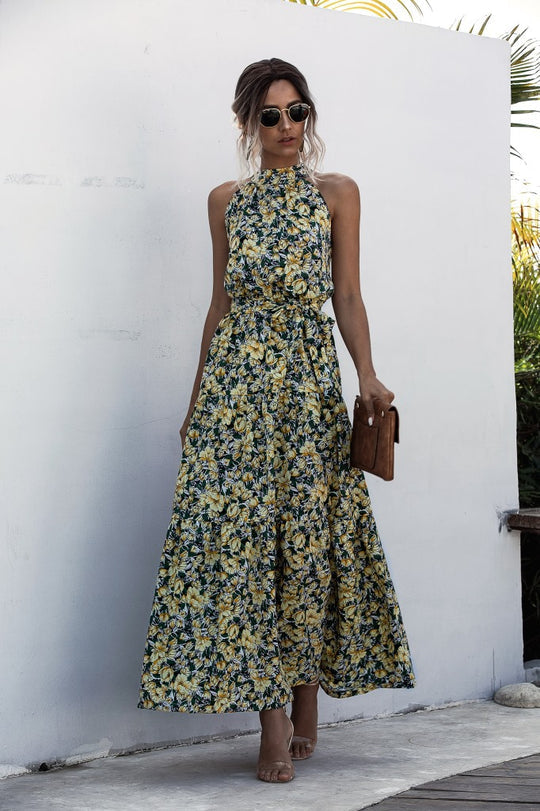 LP | Maxi abito con cintura e motivo a pois colorati