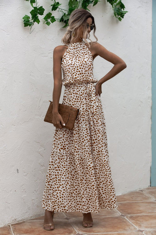 LP | Maxi abito con cintura e motivo a pois colorati