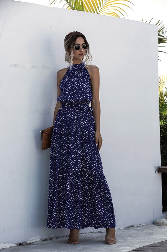 LP | Maxi abito con cintura e motivo a pois colorati
