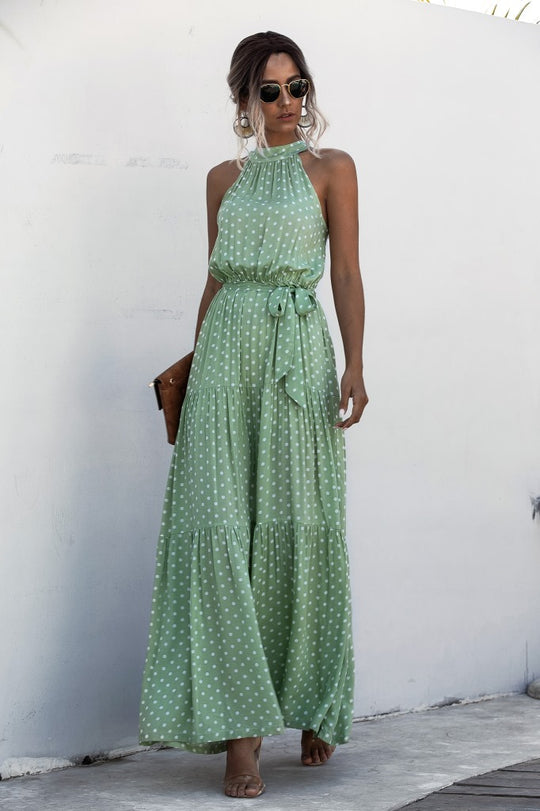 LP | Maxi abito con cintura e motivo a pois colorati