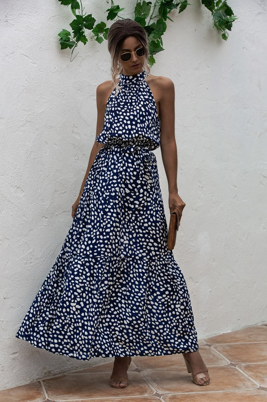 LP | Maxi abito con cintura e motivo a pois colorati