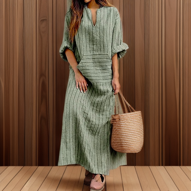 LP | Hailey┃Maxi abito vintage con scollo a righe