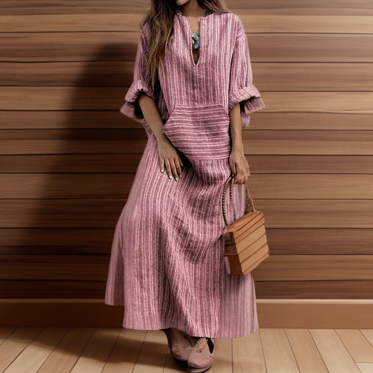 LP | Hailey┃Maxi abito vintage con scollo a righe