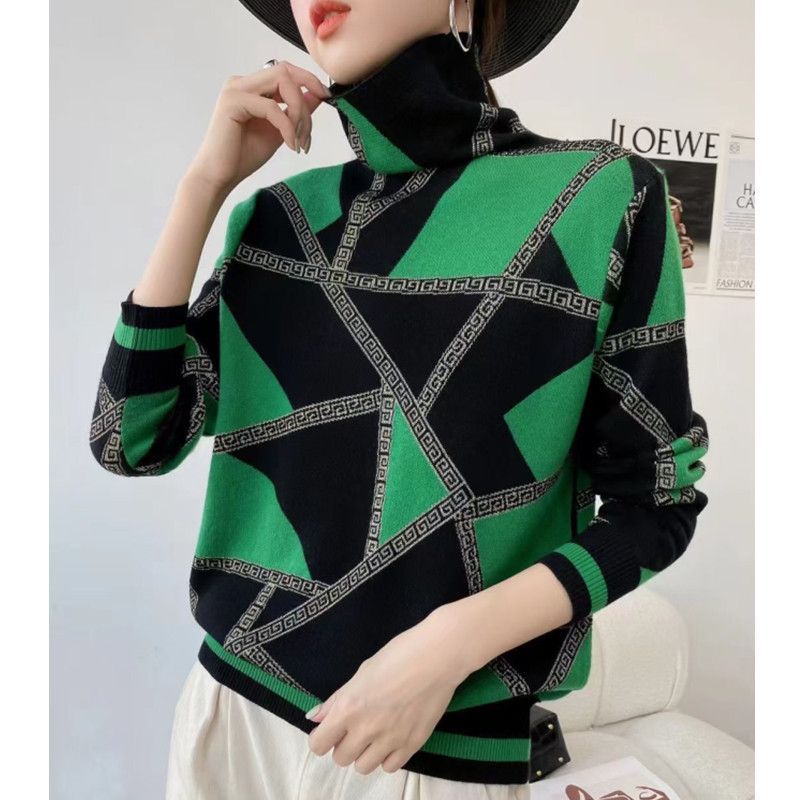 LP | Maglia chic con scollo a tartaruga e motivo geometrico