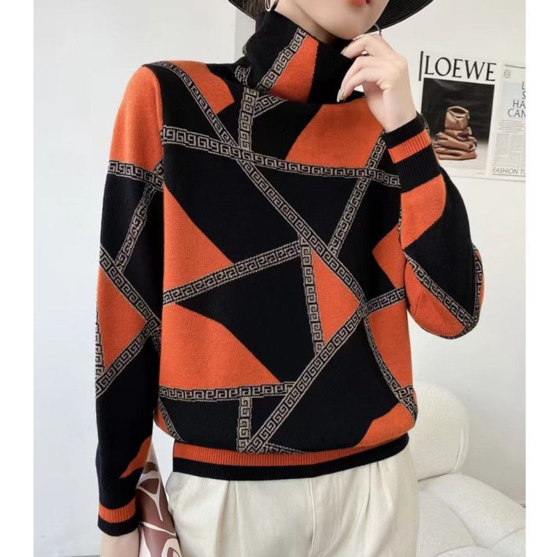 LP | Maglia chic con scollo a tartaruga e motivo geometrico