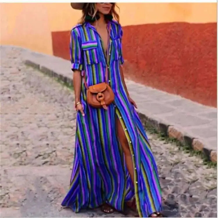 LP | Maxi abito lungo casual a righe