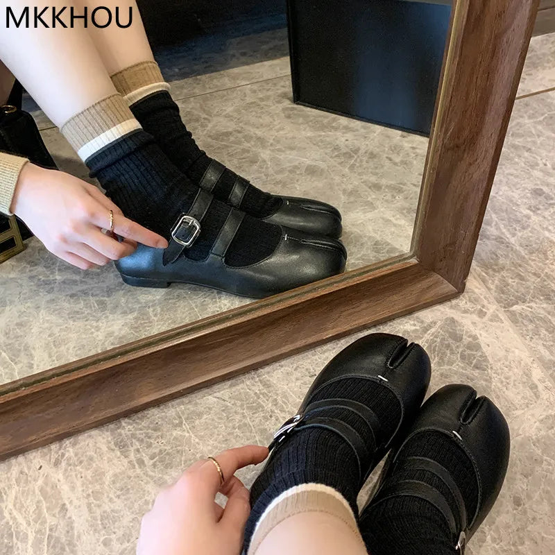 LP | Ballerine in pelle con punta crosta