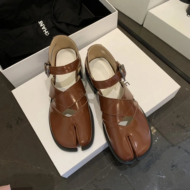 LP | Ballerine in pelle con punta crosta