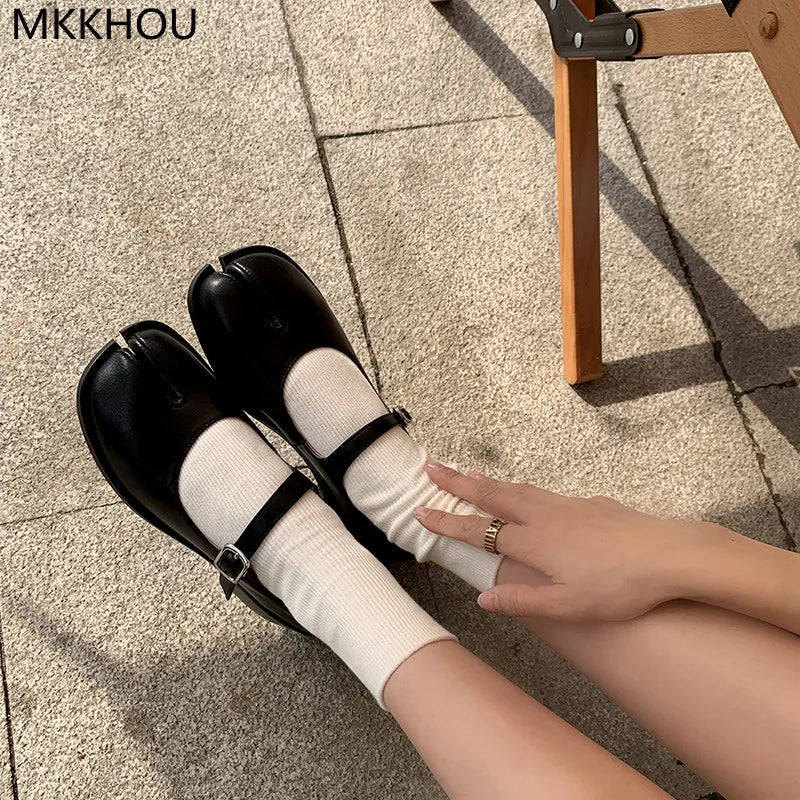 LP | Ballerine in pelle con punta crosta