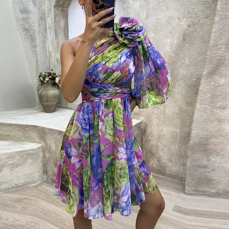 LP | Abito sexy con stampa floreale e décolleté
