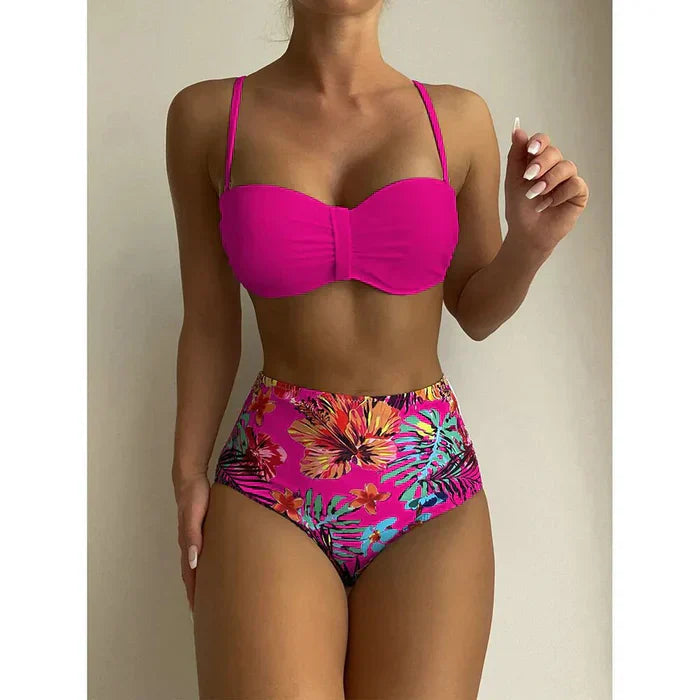LP | Bikini chic a vita alta con design floreale