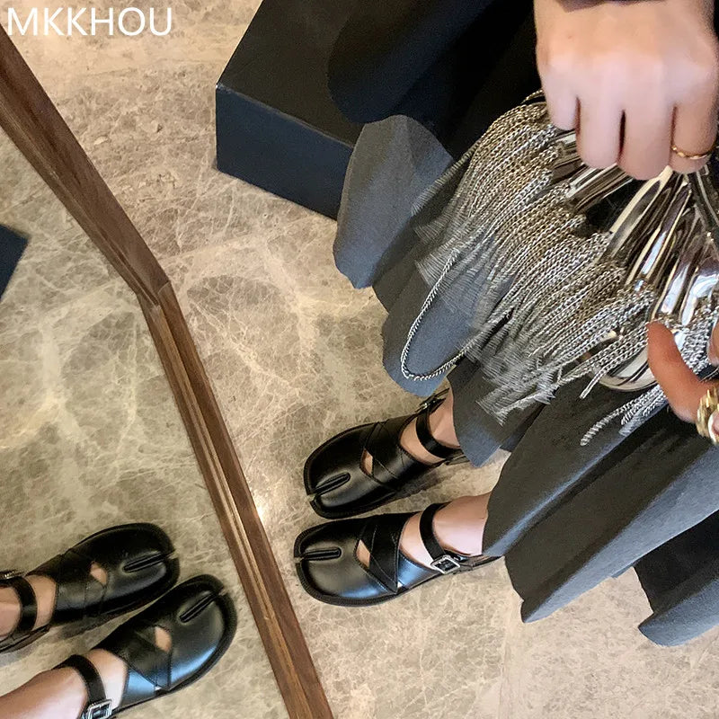 LP | Ballerine in pelle con punta crosta