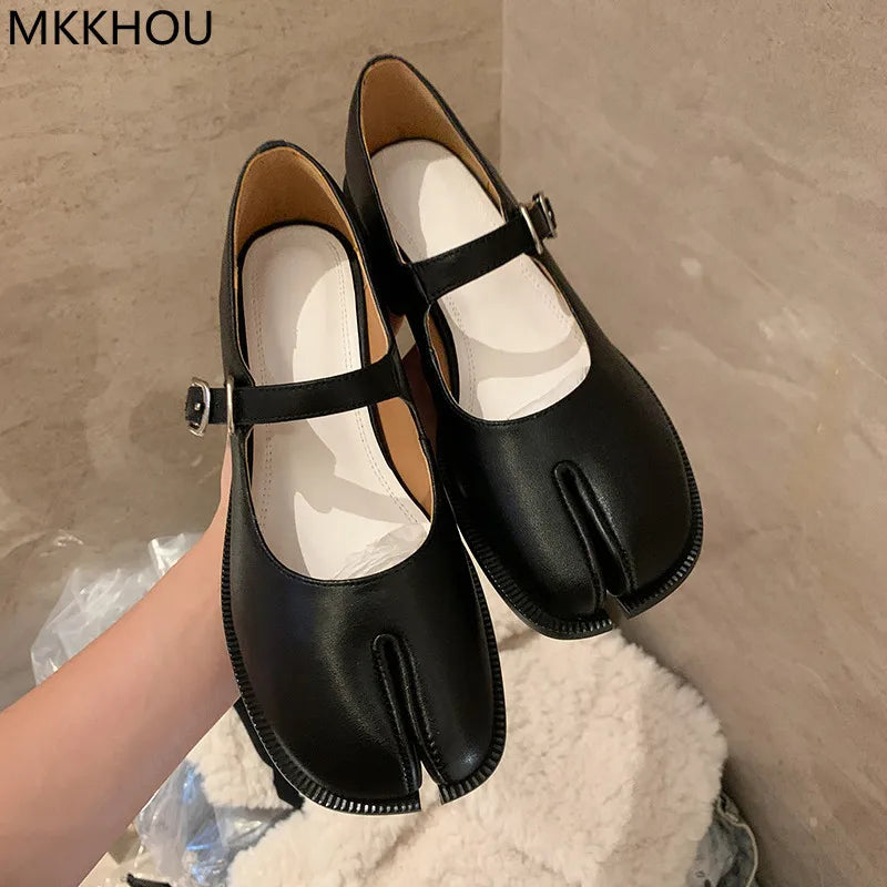 LP | Ballerine in pelle con punta crosta