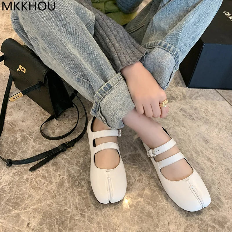 LP | Ballerine in pelle con punta crosta
