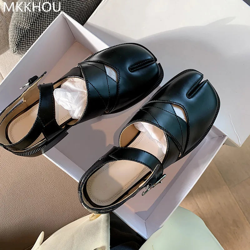 LP | Ballerine in pelle con punta crosta
