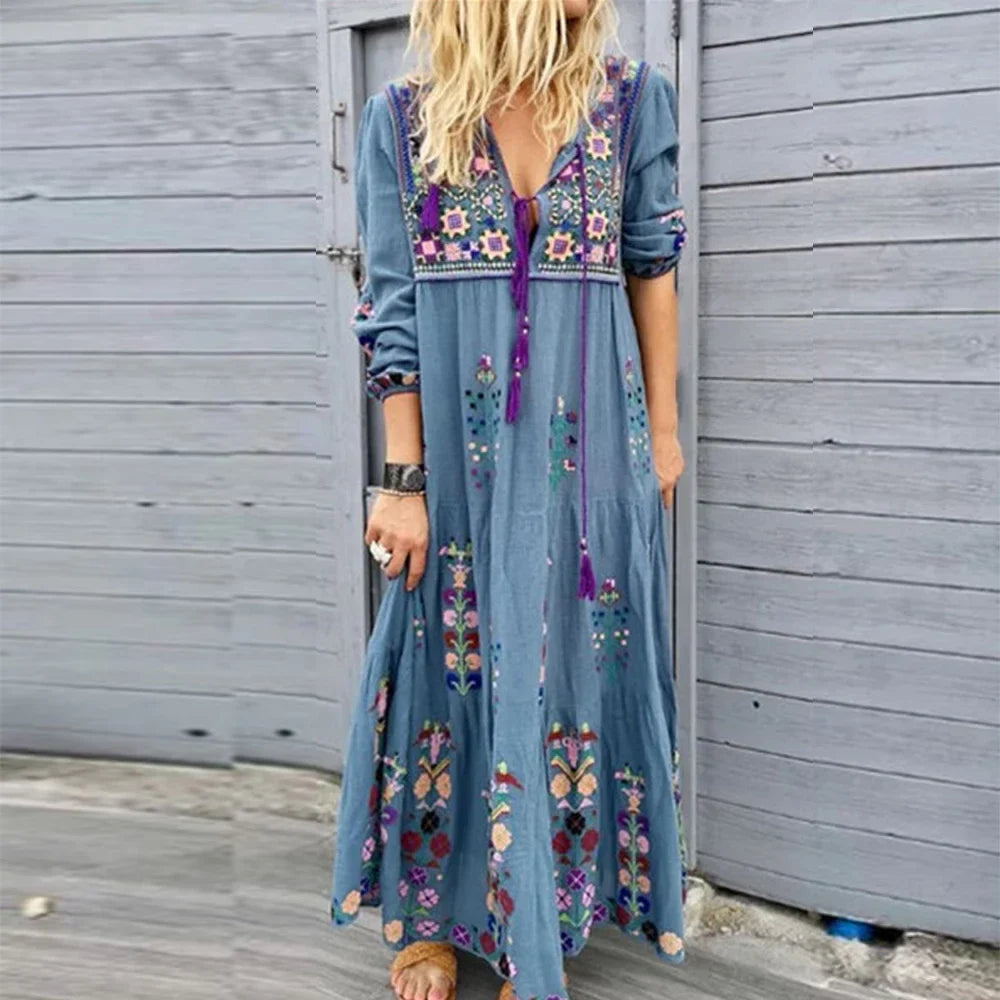 LP | Vestito lungo per le donne 2023 Autunno Spiaggia Abiti Bohemien Casual Vestido Robe Abbigliamento femminile Y2K Gonna floreale Elegante Vestito Maxi