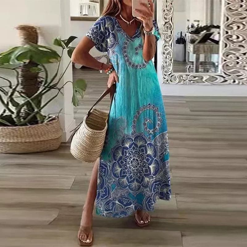 LP | Maxi abito colorato con scollo a V
