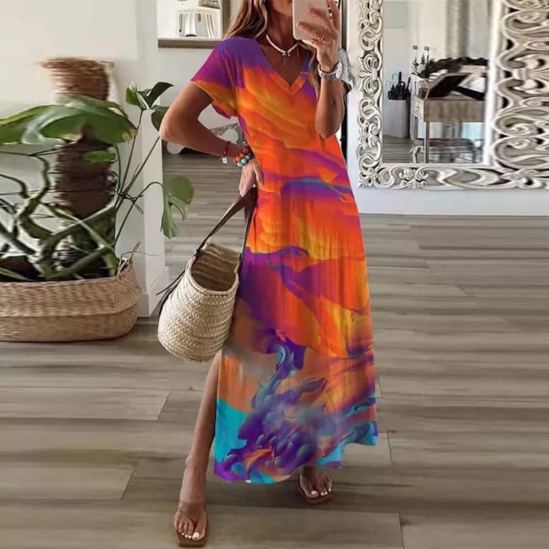 LP | Maxi abito colorato con scollo a V