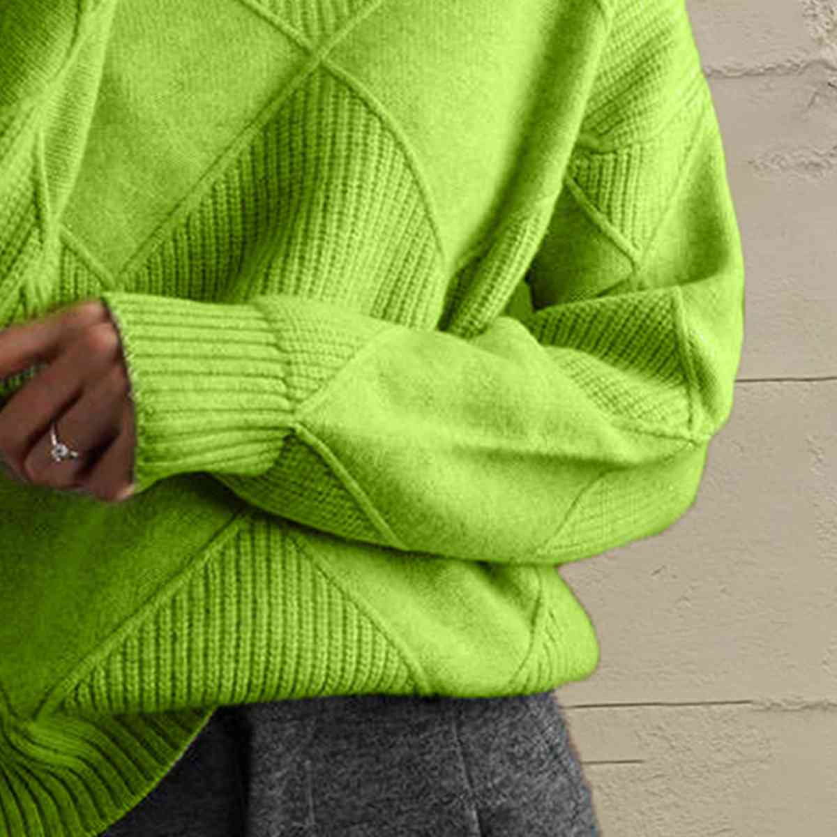 LP | Maglione chic a collo alto in maglia geometrica
