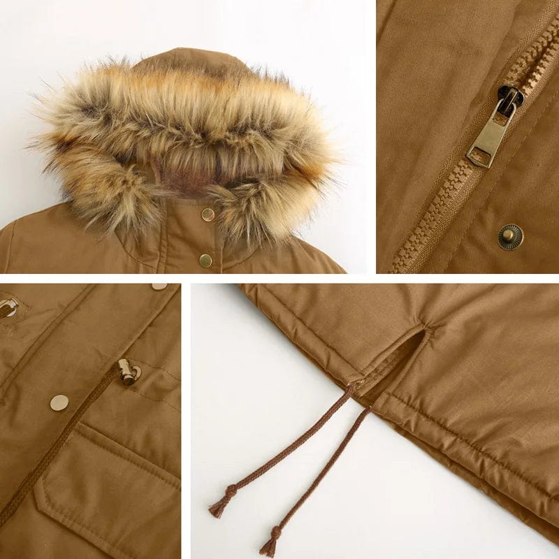 LP | Il cappotto foderato in cotone con il caldo collo di pelliccia vi ruberà il cuore