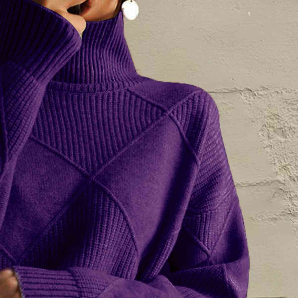 LP | Maglione chic a collo alto in maglia geometrica