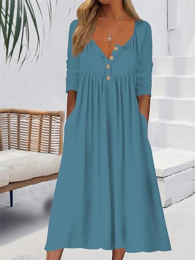 LP | Abito midi con scollo a V e tasca increspata per donna
