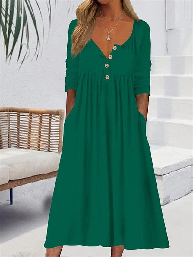 LP | Abito midi con scollo a V e tasca increspata per donna