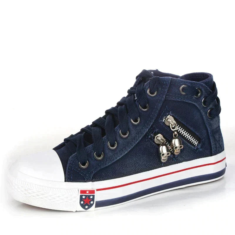 LP | Sneakers in denim con suola bianca