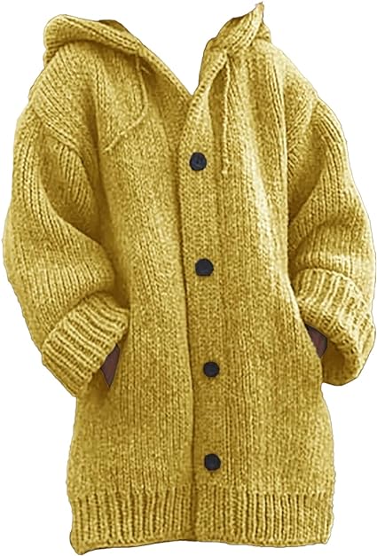 LP | doppio taschino maglione a maglia grossa con bottoni e cardigan con cappuccio